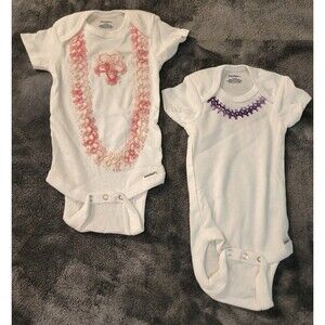 Gerber Bodysuit 3 to 6 Months 2 pc Set Lot Hand Embroidered Infant Baby Girl New